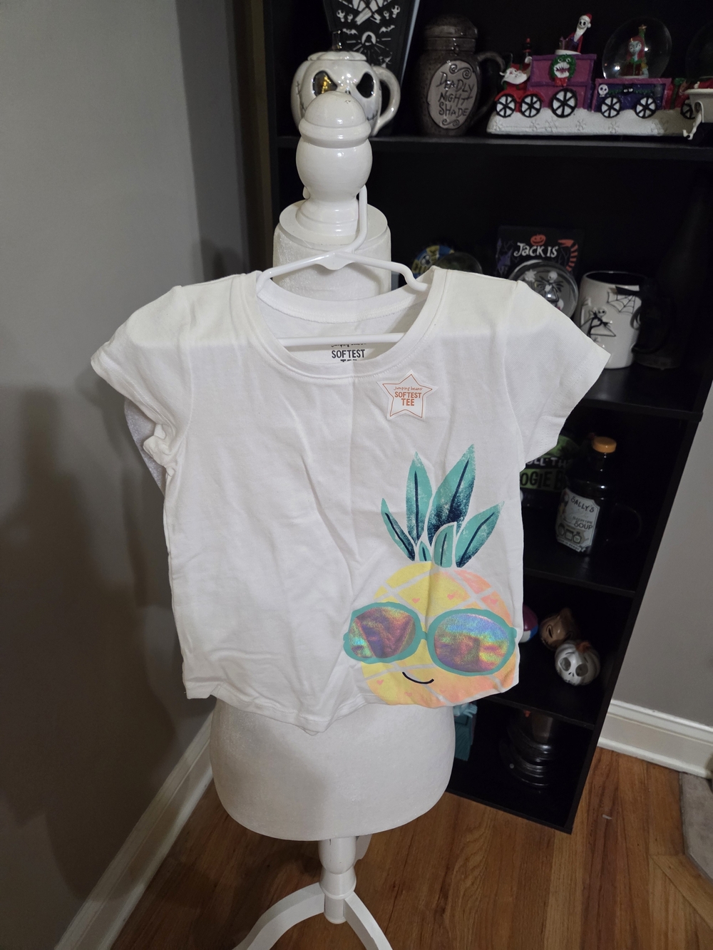 SO White Short-Sleeve Tee with Colorful Pineapple Graphic
